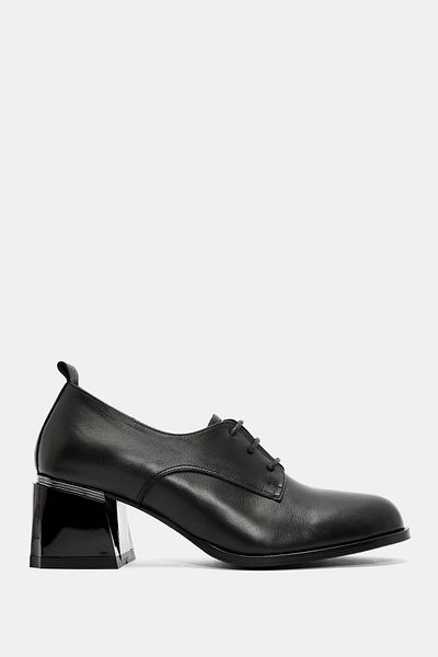 Bestyle Loafer cu toc din piele naturală neagră pentru femei Retrro