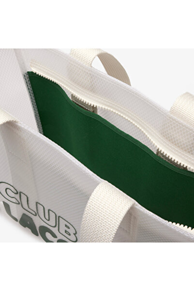 Lacoste Unisex Printed White Shopping Bag