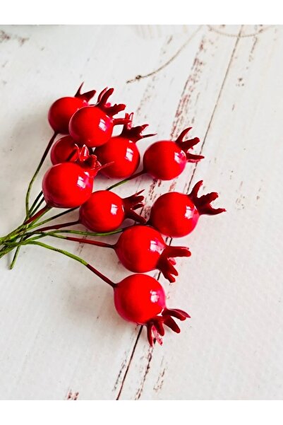 KozmoParti Yılbaşı Çiçeği Kokina 100 Adet Yapay Berry Nar Minik Telli Süs