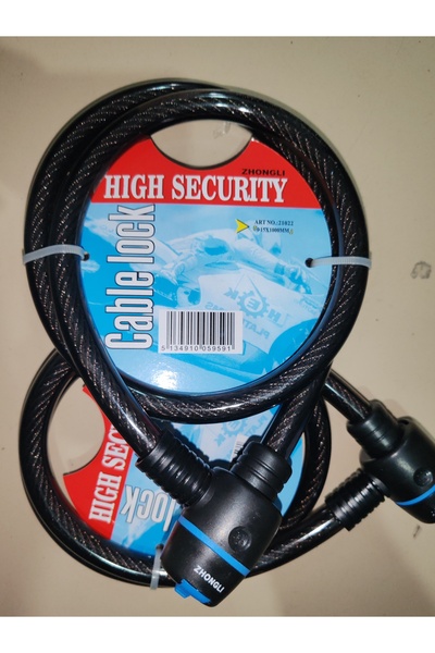 Scooter Motorsiklet Halat Kilit 15 mm 100 cm siyah