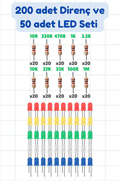 elektrik LED ve Direnç Seti - 250 Parça
