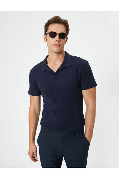 Koton Polo Neck Slim Fit pamut póló - rövid ujjú
