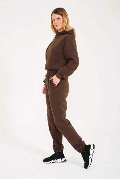 LUCKYPORT Unprinted Short Waist Crop Tracksuit Set