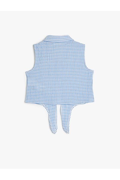 Koton Cămașă fără mâneci crop cu cravată în talie - Gingham