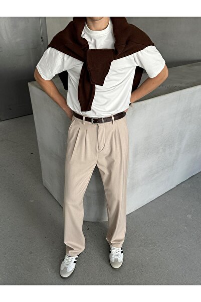 HYMAN Ανδρικό υφασμάτινο παντελόνι φαρδύ κομμένο