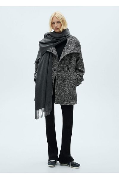MANGO Woman Double Breasted Gray Coat