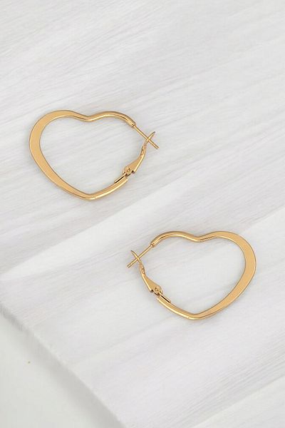 Çlk Accessories Steel Color Non-Throw Heart Hoop Earrings (30mm)