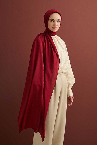 Imannoor Şal jacquard cu model de lanţ Imannoor - Vopsea simplă 70x210 23Y-3052