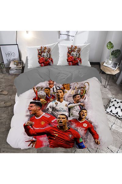 hediyechy Ajándék paplanhuzat Cristiano Ronaldo témájú 3D nyomtatott dupla paplanhuzat szett