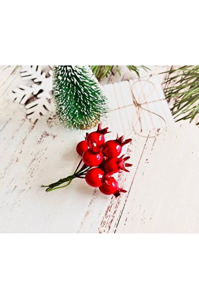 KozmoParti Yılbaşı Çiçeği Kokina 15 Adet Yapay Berry Nar Minik Telli Süs