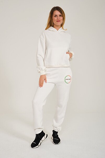 LUCKYPORT Today Is Gift Printed Hooded Tracksuit Set