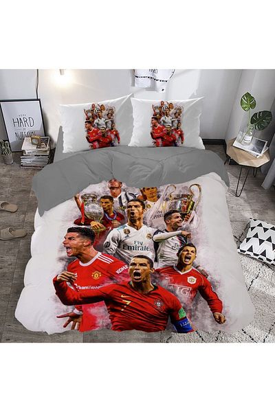 hediyechy Ajándék paplanhuzat Cristiano Ronaldo témájú 3D nyomtatott dupla paplanhuzat szett
