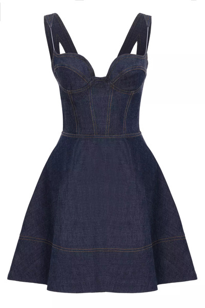 Keikei Lacivert kot kolsuz kısa elbise