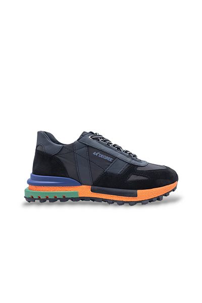 MARCOMEN Airbag Sole Genuine Leather and Textile Black Men's Sneaker Sports Shoes