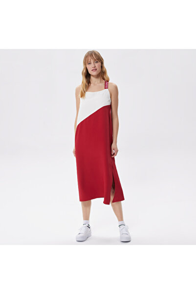 Lacoste Active Kadın Relaxed Fit Kolsuz Bisiklet Yaka Renk Bloklu Kırmızı Elbise