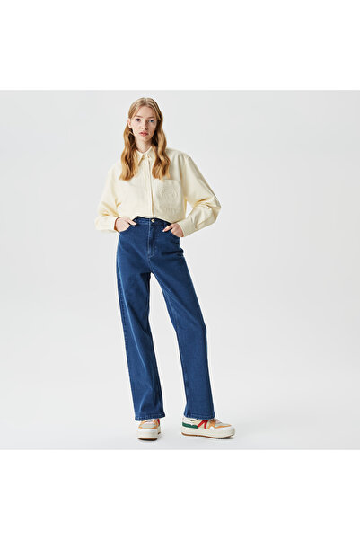 Lacoste Kadın Straight Fit Denim Mavi Pantolon