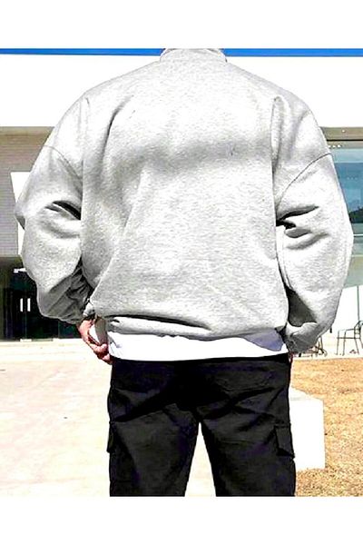 SELENA BUTİK Unisex Half Zipper Collar Gray Colorado Sweatshirt