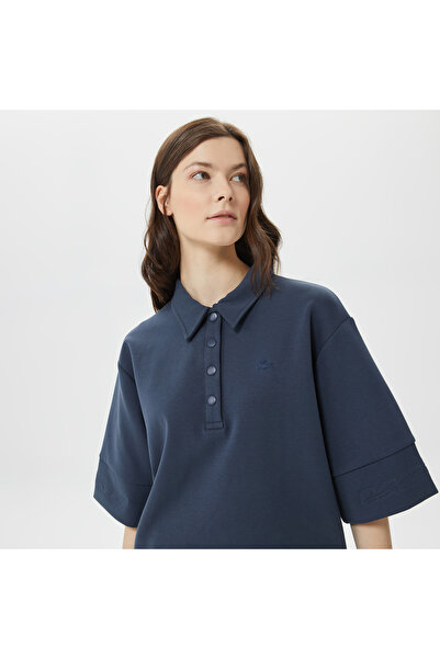 Lacoste Kadın Loose Fit Kısa Kollu Polo Yaka Lacivert Elbise