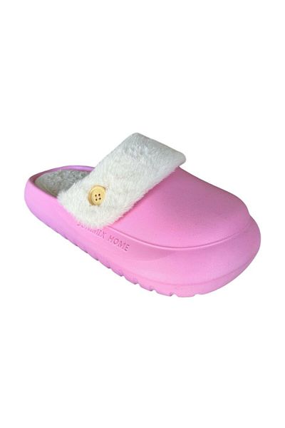 Liger Pink Doctor Nurse Chef Trendy Women's Slippers - Fur Inside, Washable Button Detail