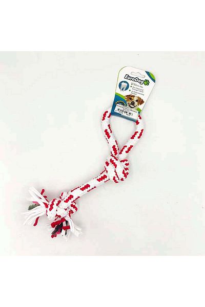 Eurodog Floss Ring Three Knots Red White 30 cm Zngzr
