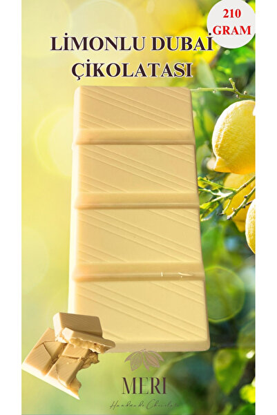 Meri GERÇEK LİMON DOLGULU BEYAZ DUBAİ ÇİKOLATASI BÜYÜK VİRAL 210 GRAM EL YAPI...