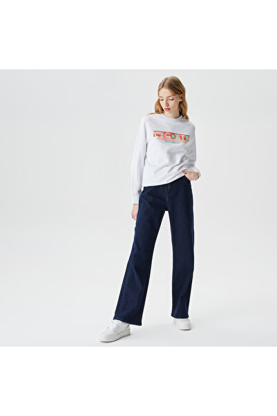 Lacoste Kadın Straight Fit Lacivert Jean Pantolon