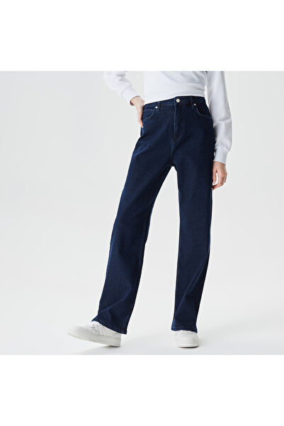 Lacoste Kadın Straight Fit Lacivert Jean Pantolon
