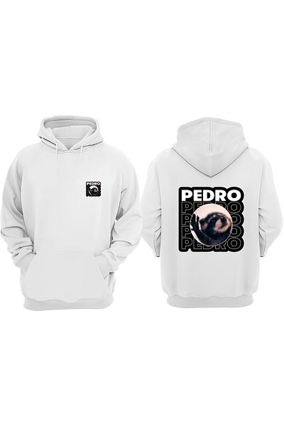 THEWERT Unisex Pedro Raccoon Σχέδιο Μπροστινό Πίσω Εκτύπωση Κανονική Εφαρμογή Λευκό φούτερ
