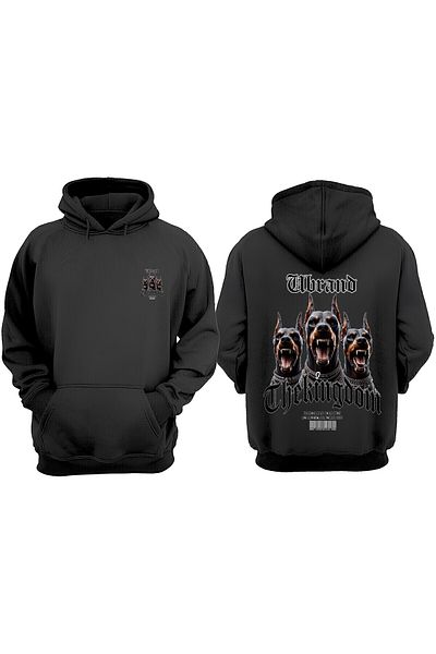 THEWERT Unisex Three Doberman Design Front and Back Printed Regular Fit Black Sweatshirt