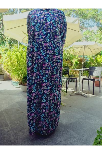 hoaryage Robadan Rochie de mamă cu mânecă lungă, 100% viscoză, cu flori de presiune, rochie de rugăciune