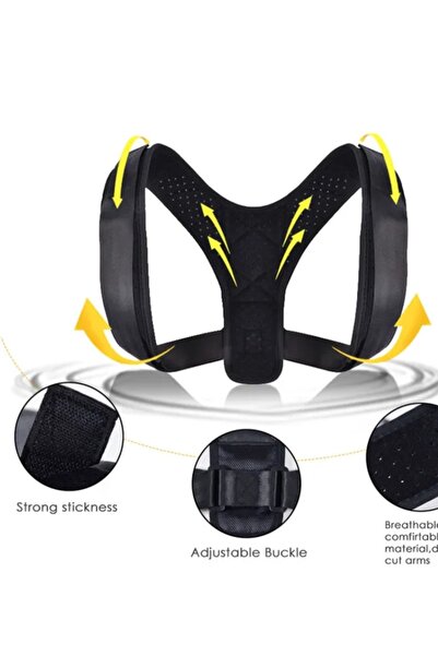 Ankaflex Unisex Black Highconcept Medical Leather Patterned Corset Orthopedic Upright Posture Corset Hunchback Corset