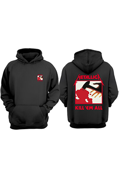 THEWERT Hanorac negru unisex Metallica Kill Em All Design Față Spate imprimat Regular Fit