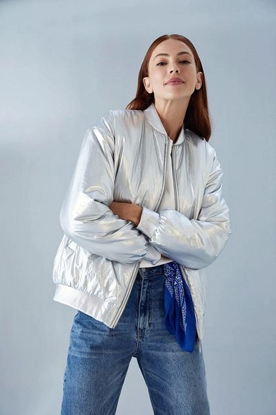 Ecenin Favorileri Palton Bomber Metallic Lame