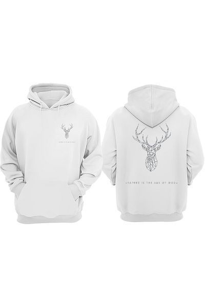 THEWERT Hanorac alb unisex Deer NatureIs The Art Of God Design