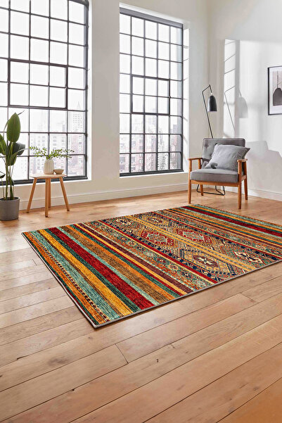 Napoli Home Baskılı Etnik Sade Desen Yıkanabilir Kaymaz Taban Yolluk Mutfak Salon Halısı