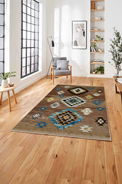 Napoli Home Baskılı Etnik Geleneksel Model Yıkanabilir Kaymaz Taban Yolluk Mu...