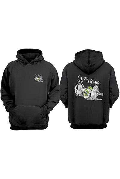 THEWERT Hanorac negru unisex Gym Tonic Wall And Art Print Design Față Spate i...