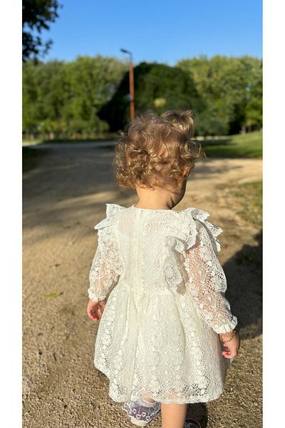 ALYRA Βρεφικό παιδικό φόρεμα για πάρτι γενεθλίων Νυφικό φόρεμα με μακρυμάνικο φόδρα με φερμουάρ