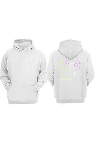THEWERT Unisex Experiment Tupu and Microscope Design Front Back Printed Regular Fit White Sweatshirt