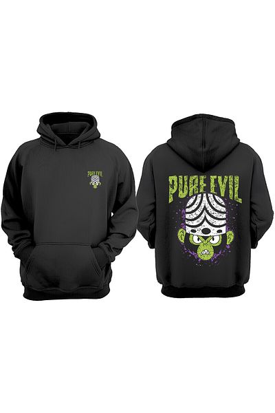 THEWERT Unisex Mojo Jojo Pure Evil Σχέδιο Μπροστινό Πίσω Τυπωμένο κανονικό μαύρο φούτερ