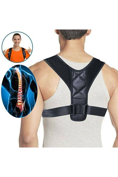 EquinoxMall Leather Patterned Unisex Orthopedic Shoulder Corset - Belted