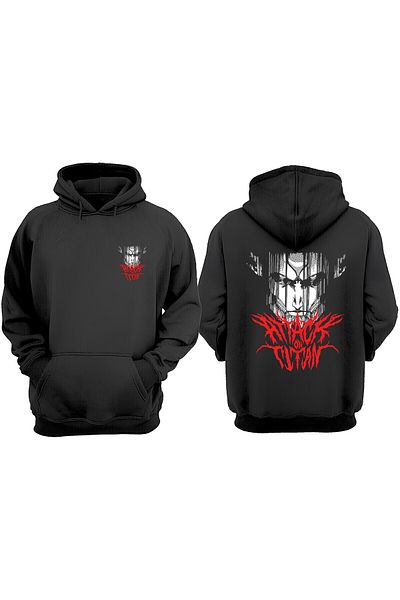 THEWERT Unisex Attack on Titan Anime Design Front Back Printed Regular Fit Black Sweatshirt
