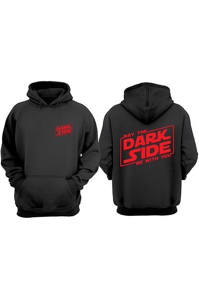 THEWERT Унисекс суитшърт с щампа отпред и отзад Dark Side Design, стандартна кройка, черен