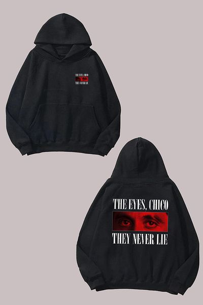 THEWERT Design unisex Chic 'The Never Lie' - Hanorac negru imprimat față și spate