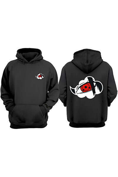 THEWERT Hanorac negru unisex Itachi Uchiha Design Față Spate Imprimat Regular...