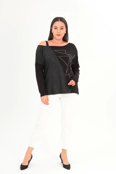 aytemas Μπλούζα με λουράκι με στάμπα από δερμάτινο κομμάτι