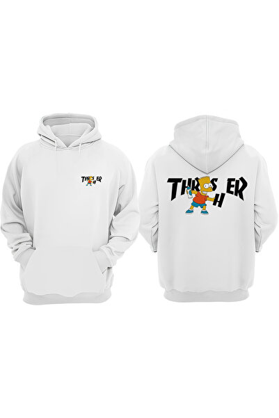 THEWERT Unisex Trasher Simpsons Σχέδιο Μπροστινό Πίσω Τυπωμένο κανονικό λευκό...