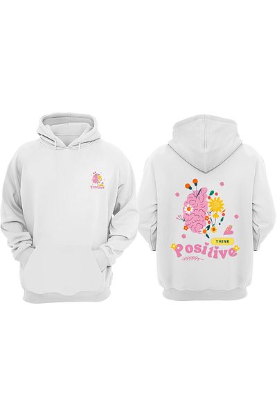 THEWERT Unisex Brain and Flowers Design Front Back Printed Regular Fit White Sweatshirt