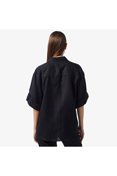 Lacoste Kadın Relaxed Fit Kısa Kollu Siyah Gömlek