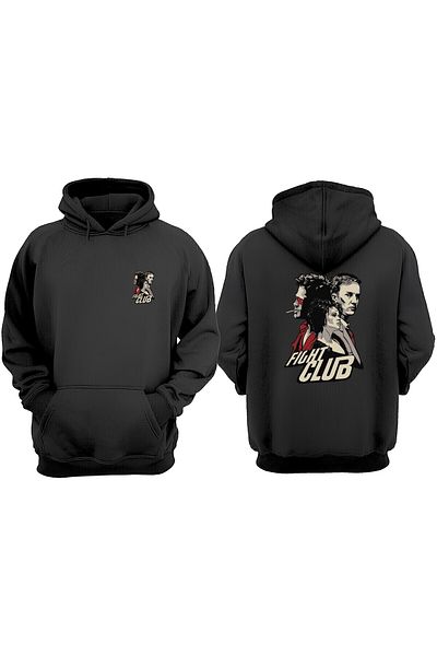 THEWERT Unisex Fight Club Fight Club Design Front Back Printed Regular Fit Black Sweatshirt